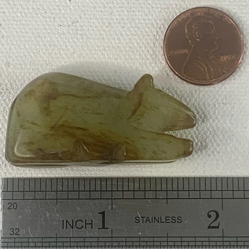 Vintage Chinese Zodiac Jade Rat Pendant Bead Hand Carved Miniature Animal 1.7
